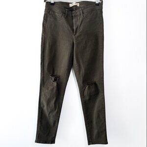 Gap Olive Green Distressed Ripped Knee High Rise Skinny Easy Leggings Jeans 28R
